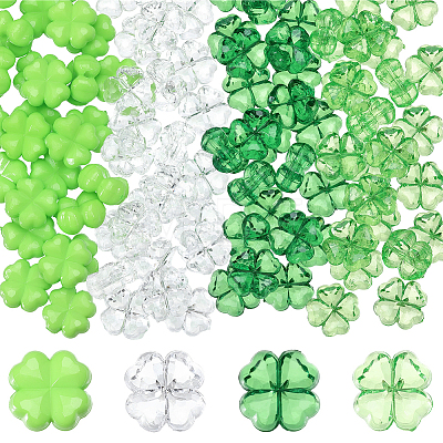 200Pcs 4 Colors Opaque & Transparent Acrylic Beads OACR-SP0002-40-1