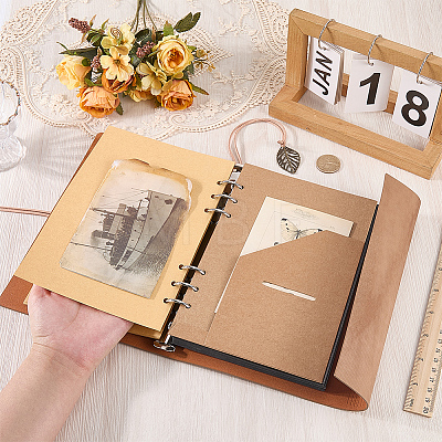 Rectangle Imitation Leather with Alloy Scrapbook DIY Binder Photo Album AJEW-WH20006-475C-1