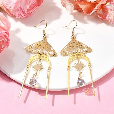 Brass Butterfly Dangle Earrings for Women EJEW-TA00369-1