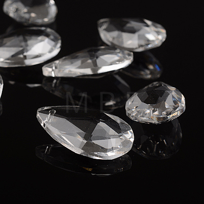 Faceted Teardrop Transparent Glass Pendants EGLA-R085-03-1