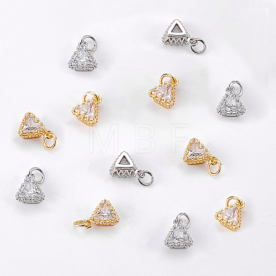 SUPERFINDINGS 12Pcs 2 Colors Brass Clear Cubic Zirconia Pendants ZIRC-FH0001-13-1