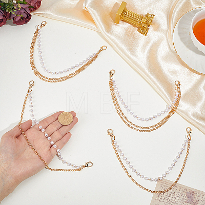 4Pcs 2 Styles Alloy & Imitation Pearl Three-layer Boot Strap Chains AJEW-ME0003-09-1
