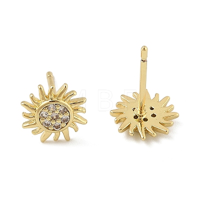 Brass Micro Pave Clear Cubic Zirconia Stud Earrings EJEW-R016-26G-08-1