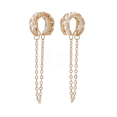 Shell Pearl Beaded Cuff Earrings EJEW-TA00157-1