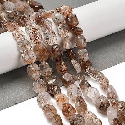 Natural Black Gold Rutilated Quartz Beads Strands G-P497-01E-75-1