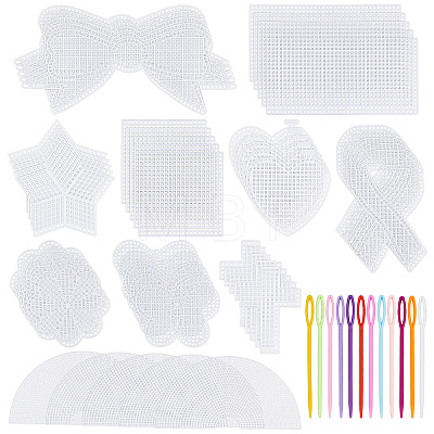 100Pcs 10 Styles DIY Plastic Canvas Shapes DIY-WA0001-30-1