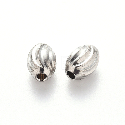 Tarnish Resistant 201 Stainless Steel Corrugated Beads STAS-S103-16B-P-1
