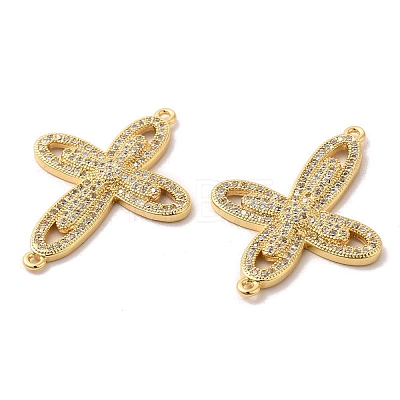 Brass Micro Pave Clear Cubic Zirconia Connetor Charms KK-A180-10G-1