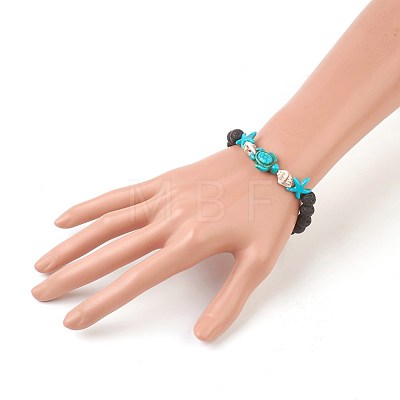 Natural Lava Rock Beads Stretch Bracelets BJEW-JB03989-1