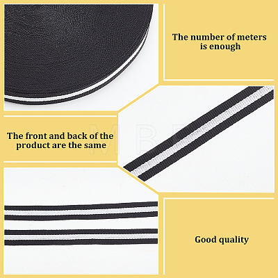 50 Yards Polyester Stripe Ribbons OCOR-WH0045-04A-1