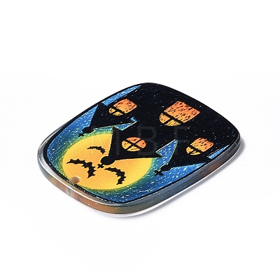 Halloween Theme Opaque Printed Acrylic Pendants OACR-G013-03F-1