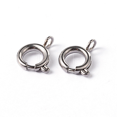 304 Stainless Steel Smooth Surface Spring Ring Clasps X-STAS-D149-03-1