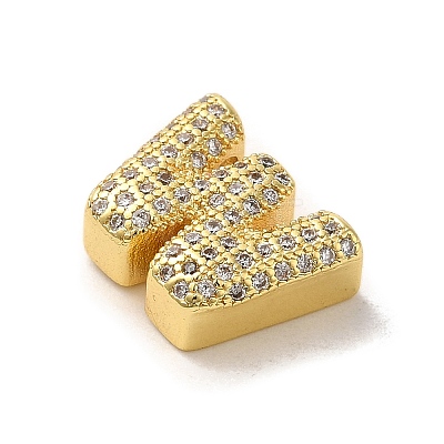 Brass Micro Pave Clear Cubic Zirconia Charms ZIRC-C009-01G-W-1