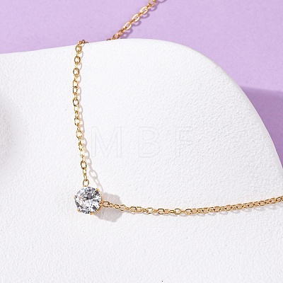 304 Stainless Steel Crystal Rhinestone Flat Round Pendant Necklaces for Women NJEW-K255-48G-1