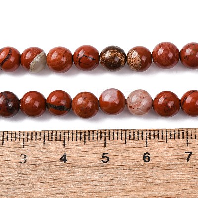 Natural Red Jasper Bead Strands G-R193-11-6mm-1