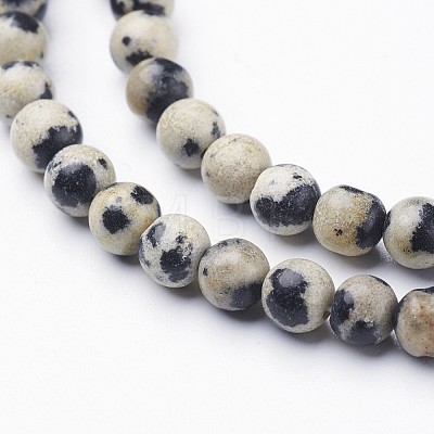 Natural Dalmatian Jasper Beads Strands X-GSR4mmC004-1