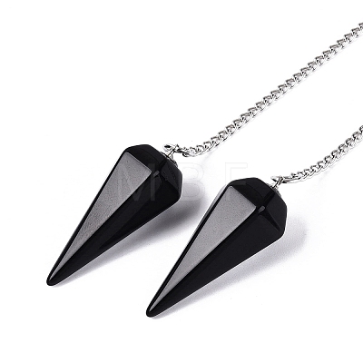 Natural Obsidian Dowsing Pendulum Pendants AJEW-N005-01G-1