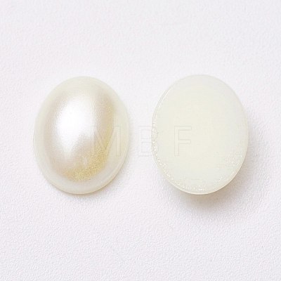 Acrylic Imitation Pearl Cabochons MACR-E007-8x10mm-J02-1