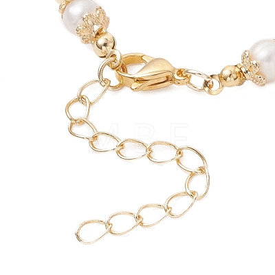 Natural Cultured Freshwater Pearl & Brass Beaded Bracelets for Women BJEW-JB13015-01-1