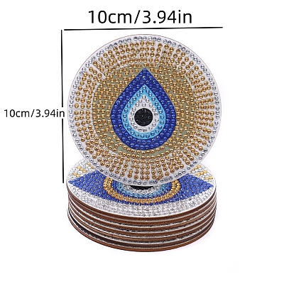 DIY 5D Diamond Painting Evil Eye Theme Cup Mat Kits PW-WG77157-01-1