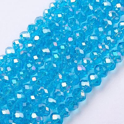 Electroplate Glass Beads Strands GR6MMY-68AB-1