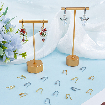 80Pcs 2 Colors 304 Stainless Steel Hoop Earrings Finding FIND-SC0012-48-1
