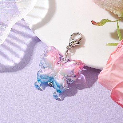 Acrylic Butterfly Pendant Decorations HJEW-JM01594-03-1