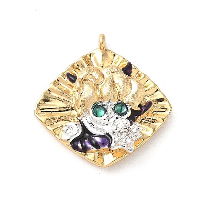 Brass Micro Pave Cubic Zirconia Enamel Pendants KK-L250-08G-09-1