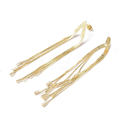 Brass Chain Tassel Dangle Stud Earrings for Women EJEW-P214-08G-1