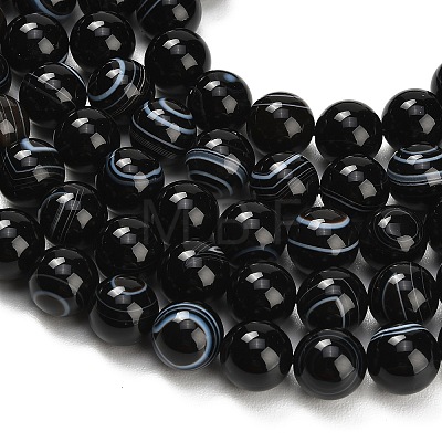 Natural Black Agate Beads Strands G-B178-Q01-12mm-1