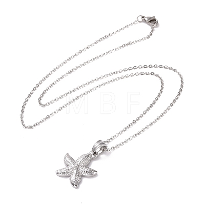 304 Stainless Steel Starfish Pendant Necklace for Women STAS-E154-21P-1