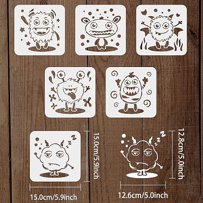 6Pcs 6 Styles Halloween Theme PET Hollow out Drawing Painting Stencils Sets for Kids Teen Boys Girls DIY-WH0172-988-1