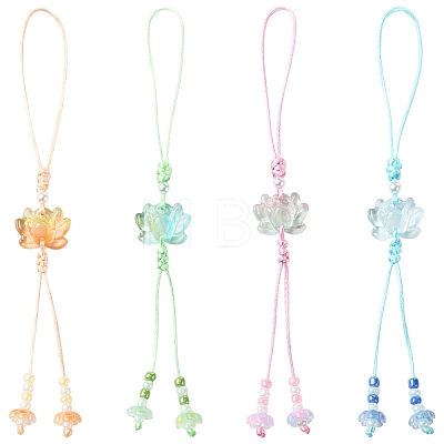 12Pcs 4 Colors Handmade Lampwork with Transparent Glass Bead Pendant Decorations HJEW-YW00464-1