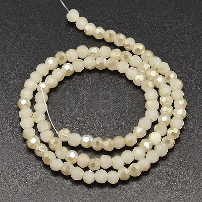 Faceted(32 Facets) Round Half Rainbow Plated Imitation Jade Electroplate Glass Beads Strands EGLA-J130-HR04-1