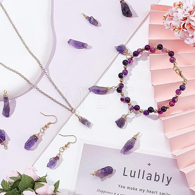 30Pcs Raw Rough Natural Amethyst Pendants FIND-FH0004-86-1