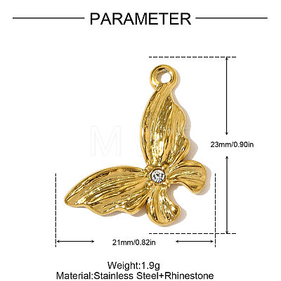 304 Stainless Steel Rhinestone Pendants STAS-OY009-98G-1