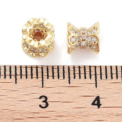 Brass Micro Pave Clear Cubic Zirconia Beads KK-P271-39A-04-1