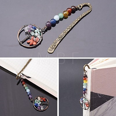 4Pcs 2 Style Gemstone Beaded Bookmarks AJEW-SZ0002-31-1