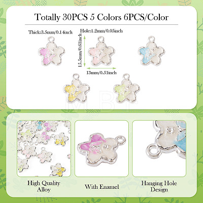 30Pcs 5 Colors Alloy Rhinestone Pendants RB-TA0001-37-1