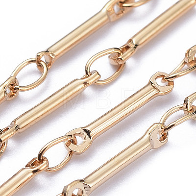 Real 18K Gold Plated Brass Bar Link Chains CHC-R126-13G-1