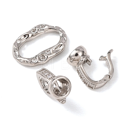 Brass Micro Pave Clear Cubic Zirconia Fold Over Clasps KK-D259-08A-P-1