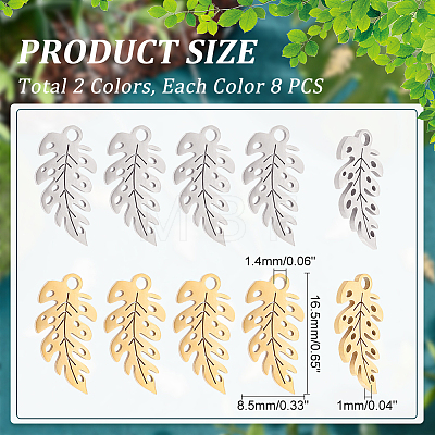 Unicraftale 16Pcs 2 Colors 304 Stainless Steel Pendants STAS-UN0039-51-1