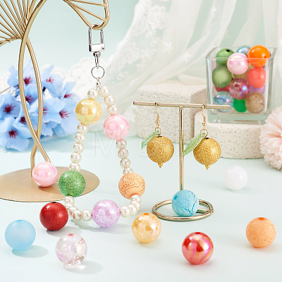40Pcs 8 Styles Mixed Styles Round Acrylic Beads OACR-TA0005-12-1