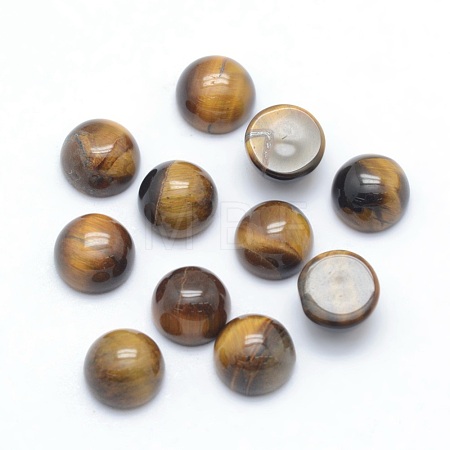 Natural Tiger Eye Cabochons G-P393-R26-6mm-1