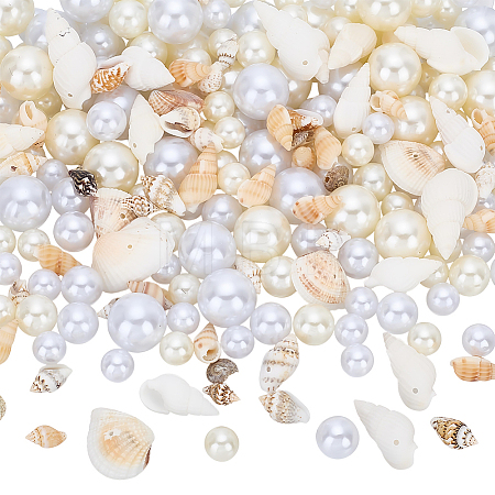 220Pcs 6 Styles Plastic Imitation Pearl Beads KY-SP0001-78-1