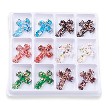 Handmade Gold Sand Lampwork Pendants LAMP-S098-1-B-1