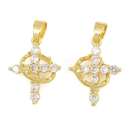 Brass Pave Clear Cubic Zirconia Pendants KK-CBA6A75-55B-G-1