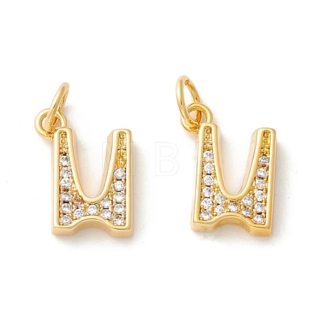 Rack Plating Eco-friendly Brass Micro Pave Clear Cubic Zirconia Charms KK-D072-01G-U-NR-1