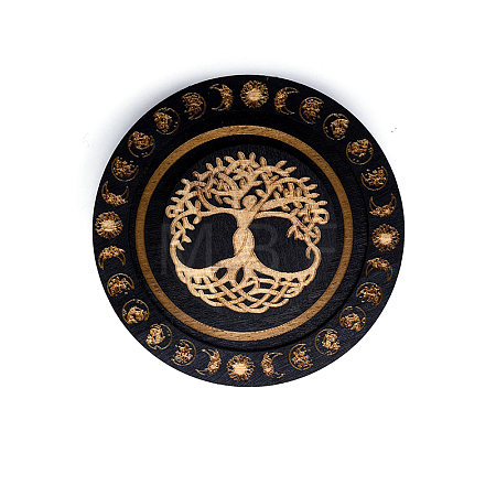 Flat Round Wood Bracelet Display Trays PAAG-PW0009-01B-1