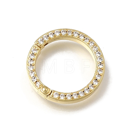 Brass Micro Pave Clear Cubic Zirconia Spring Gate Rings KK-C262-44G-1